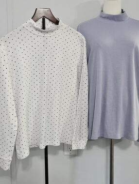 Pair of Size Hasting & Smith Purple (2X) & White Colored Polka Dot (PXL) Mock Ne